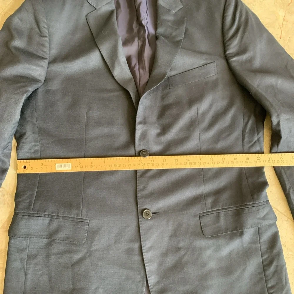 Z Zegna City Two Button Blazer Men Size 50L Navy Wool Silk Linen Blend Mexico